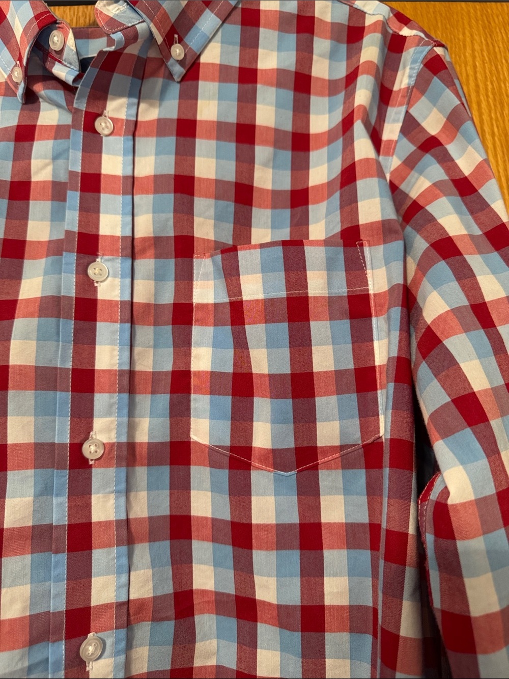 George Red and Light Blue Plaid Button-Down Shirt - Picture 2 of 4